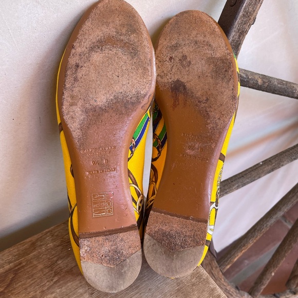 RALPH LAUREN COLLECTION Purple Label Yellow Equestrian Horse Bit Flats 9.5 ITALY - Picture 10 of 12